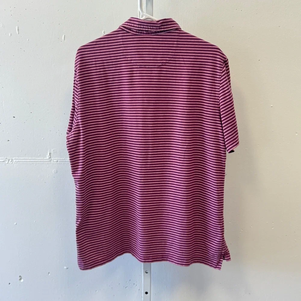 Jos. A. Bank 1905 Tailored Fit Polo Shirt Men's XL Purple‎ Pink Striped Stretch